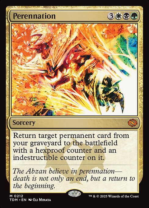 Return target permanent card from your graveyard to the battlefield with a hexproof counter and an indestructible counter on it.