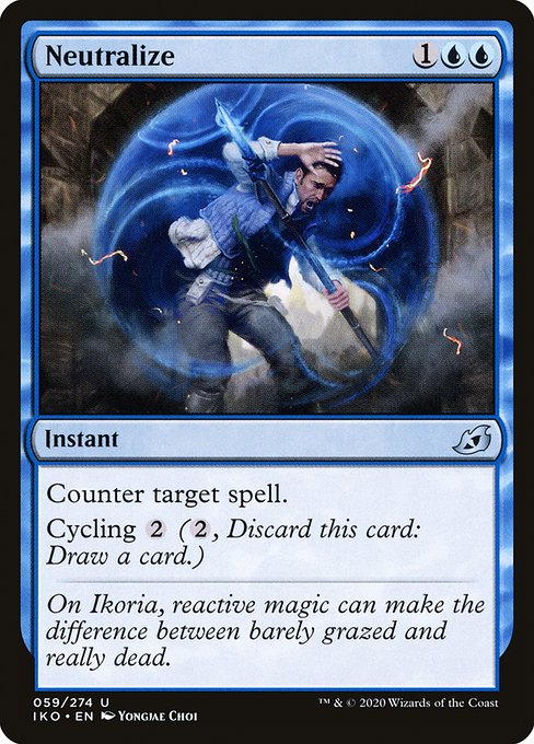 Counter target spell.
Cycling {2} ({2}, Discard this card: Draw a card.)