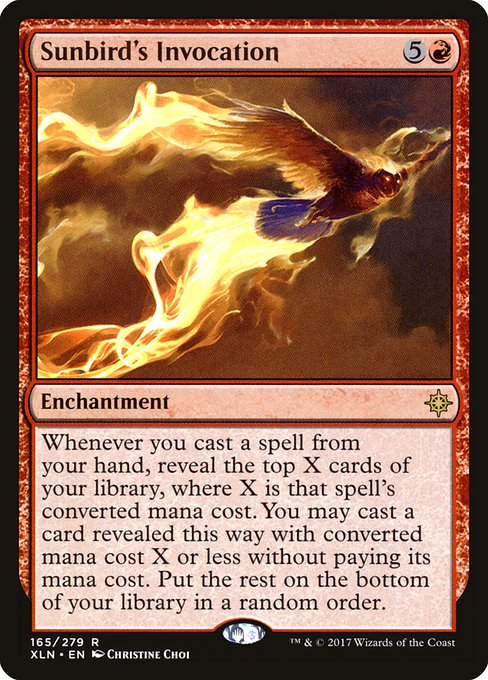 Whenever you cast a spell from your hand, reveal the top X cards of your library, where X is that spell's mana value. You may cast a spell with mana value X or less from among cards revealed this way without paying its mana cost. Put the rest on the bottom of your library in a random order.