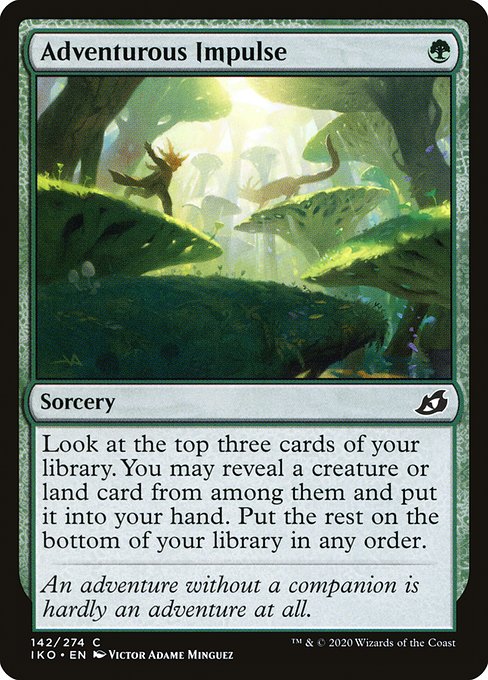 Look at the top three cards of your library. You may reveal a creature or land card from among them and put it into your hand. Put the rest on the bottom of your library in any order.