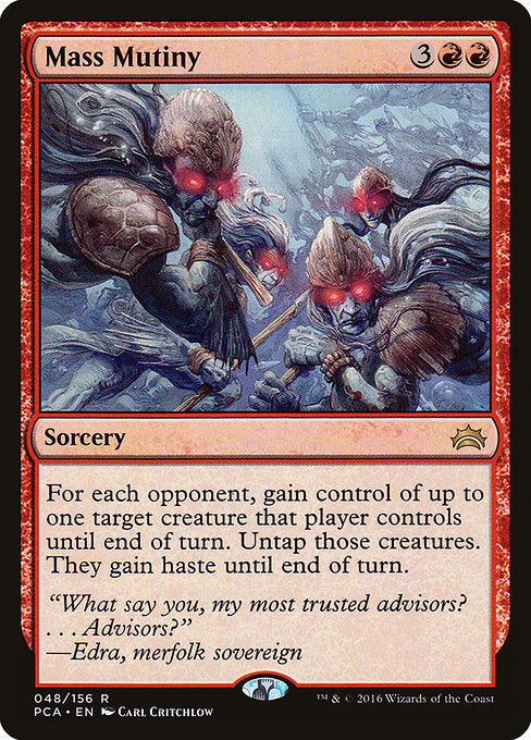 For each opponent, gain control of up to one target creature that player controls until end of turn. Untap those creatures. They gain haste until end of turn.