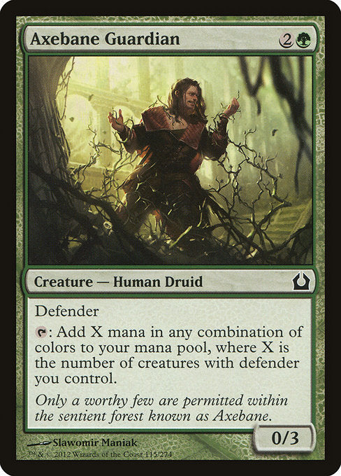 Defender
{T}: Add X mana in any combination of colors, where X is the number of creatures with defender you control.