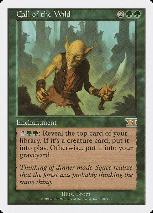 {2}{G}{G}: Reveal the top card of your library. If it's a creature card, put it onto the battlefield. Otherwise, put it into your graveyard.