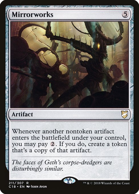 Whenever another nontoken artifact enters the battlefield under your control, you may pay {2}. If you do, create a token that's a copy of that artifact.