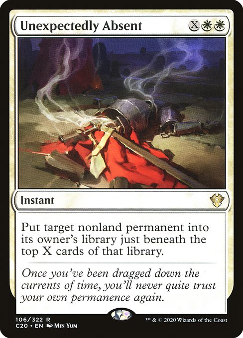 Put target nonland permanent into its owner's library just beneath the top X cards of that library.
