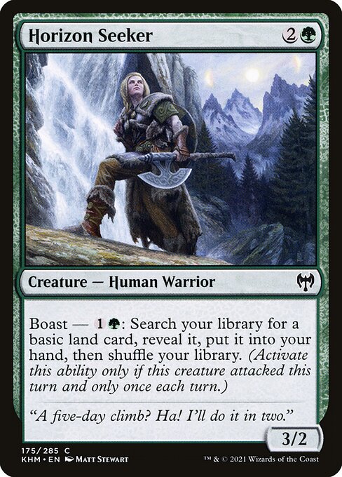 Boast — {1}{G}: Search your library for a basic land card, reveal it, put it into your hand, then shuffle. (Activate only if this creature attacked this turn and only once each turn.)