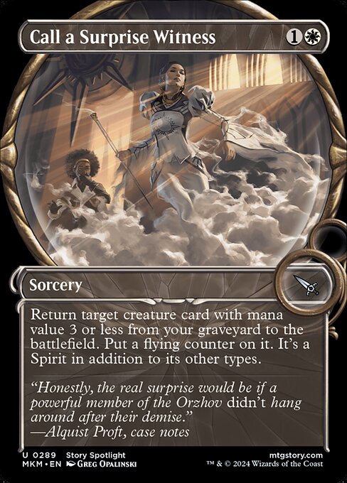 Return target creature card with mana value 3 or less from your graveyard to the battlefield. Put a flying counter on it. It's a Spirit in addition to its other types.